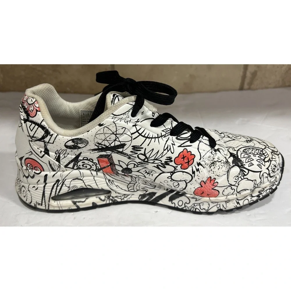 Skechers Vexx‎ Sketch Doodle Lace Sneakers 177972 White Black Women's Size 9